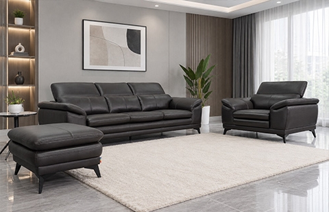Bộ sofa da thật 212/HL TL 429 màu nâu socola, gồm ghế 1, 2 và 3 chỗ tại MELINH FURNITURE