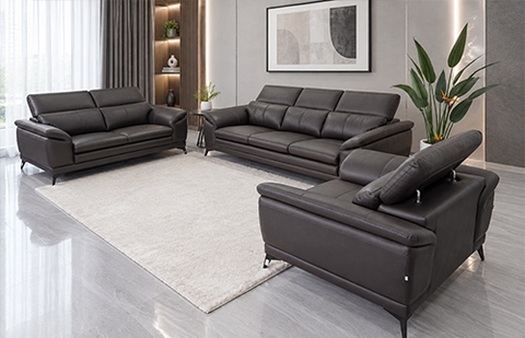 Bộ sofa da thật 212/HL TL 429 màu nâu socola, gồm ghế 1, 2 và 3 chỗ tại MELINH FURNITURE