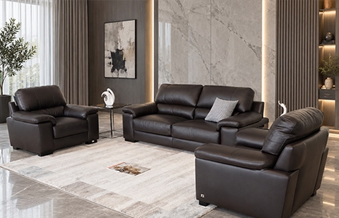 Bộ sofa da thật LISBON/CHOCO HL màu nâu socola, nhập khẩu Thái Lan tại MELINH FURNITURE