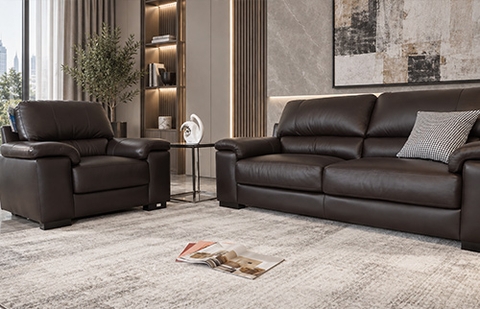 Bộ sofa da thật LISBON/CHOCO HL màu nâu socola, nhập khẩu Thái Lan tại MELINH FURNITURE