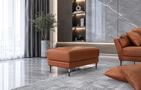 Bộ sofa da thật ML1001/228 màu nâu socola, ghế 4 chỗ kèm đôn tại MELINH FURNITURE