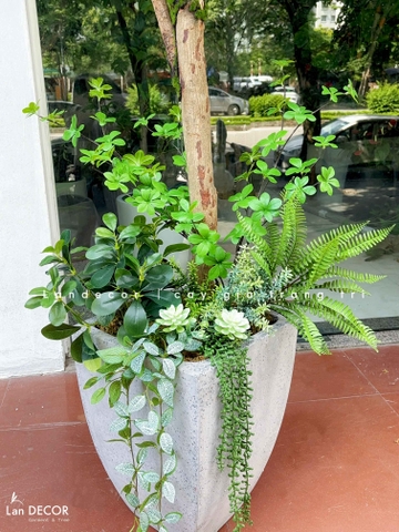 Cây Giả Thiết Kế- Cây Thạch Nam Giả Thiết Kế Nội Thất Xanh Hiện Đại (270cm)- CC1379