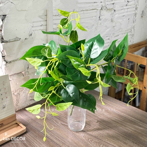 Cành Lá Giả - Cành Vạn Niên Giả Trang Trí Giỏ Treo, Thiết Kế Chậu Cây Giả Decor (50cm)- HC1440