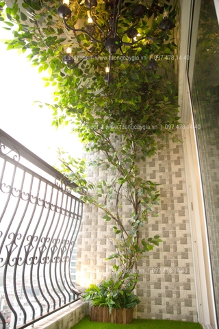 Cành lá giả- Cành Lá Si Xanh 3 nhánh trang trí nhà cửa (55cm) - HC708