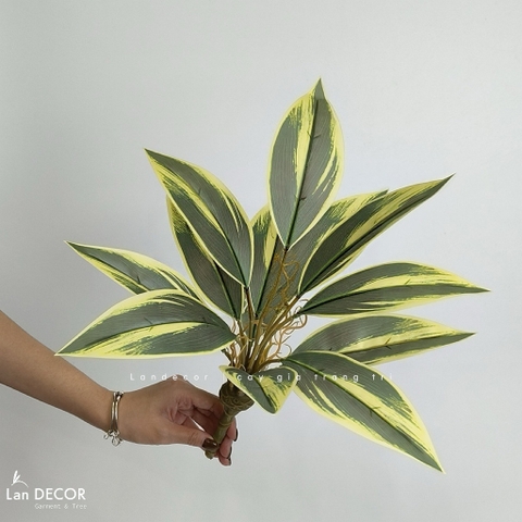 Cành Lá Giả Decor- Cành Vạn Lộc Giả Decor Bồn Tiểu Cảnh (40cm, 12 lá)- HC1439