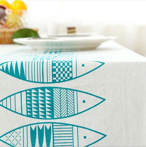 TB274 - Vải Canvas họa tiết cá xanh
