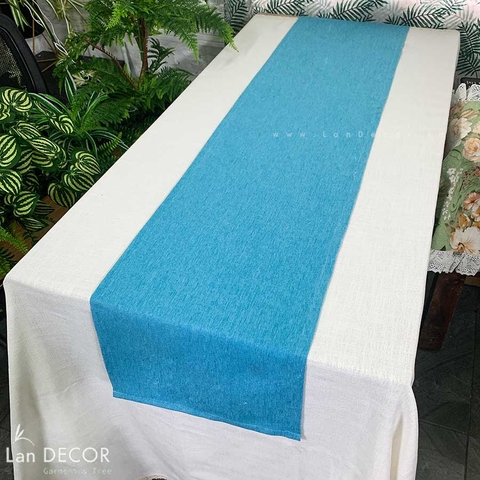 Khăn trải bàn ăn runner vải trơn màu xanh mint đậm - TBR555