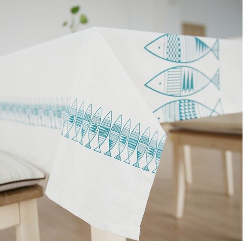TB274 - Vải Canvas họa tiết cá xanh