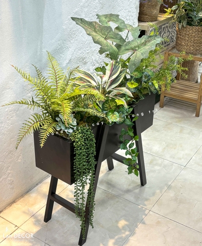 Kệ Cây Giả Trang Trí- Kệ Cây Giả Decor Cửa Hiệu Xanh, Trang Trí Không Gian Hiện Đại (100X50X110cm) - BC274