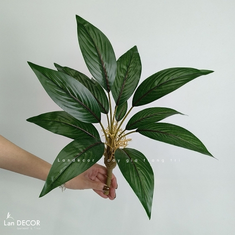 Cành Lá Giả Decor- Cành Vạn Lộc Giả Decor Bồn Tiểu Cảnh (40cm, 12 lá)- HC1439