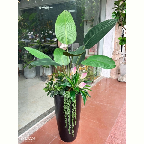 Cây Giả - Chậu Cây Chuối Rẻ Quạt Trang Trí Không Gian Phong Cách Hiện Đại (150cm)- CC1344