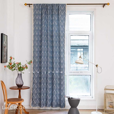 RÈM SỢI DỆT CAO CẤP ZIK ZAK XANH TRẮNG LANDECOR - RTB512