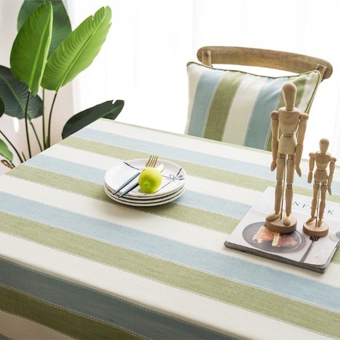 TB326 - Vải Canvas kẻ sọc xanh, trắng