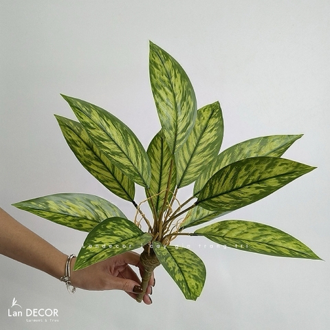 Cành Lá Giả Decor- Cành Vạn Lộc Giả Decor Bồn Tiểu Cảnh (40cm, 12 lá)- HC1439