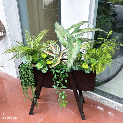 Kệ Cây Giả Trang Trí- Kệ Cây Giả Decor Cửa Hiệu Xanh, Trang Trí Không Gian Hiện Đại (100X50X110cm) - BC274