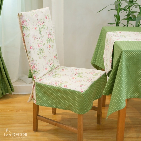 Áo ghế hoa lá đỏ - AG291