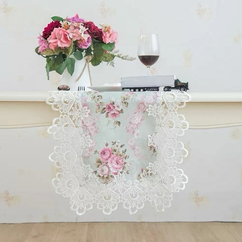 Khăn runner họa tiết hoa nhẹ nhàng decor không gian lễ hội, tạo điểm nhấn- TBR606