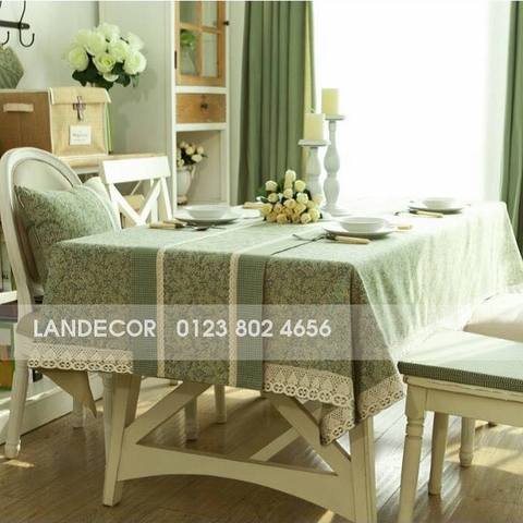 TB234 - Khăn trải bàn lá dây nhỏ xanh cốm