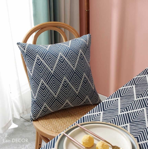 Vỏ gối tựa sang trọng Landecor mẫu zik zak xan trắng - VG512