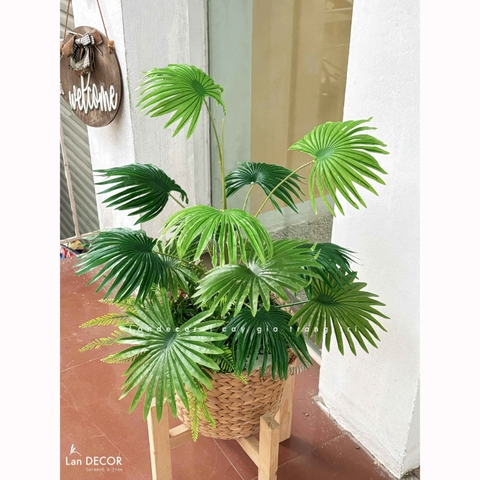 Giỏ Cây Giả Trang Trí- Giỏ Cây Cọ Giả Decor Không Gian Nội Thất (65cm)- CC1347