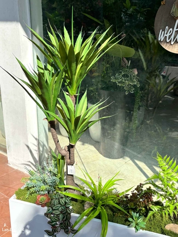 Bồn Cây Giả- Tiểu Cảnh Cây Yucca Decor Phong Cách Hiện Đại (100x40x120cm)- BC303