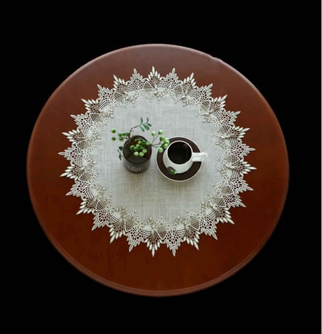 Tấm lót ren tròn decor bàn tiệc, trang trí lót dĩa, ly sang trọng- TLR605