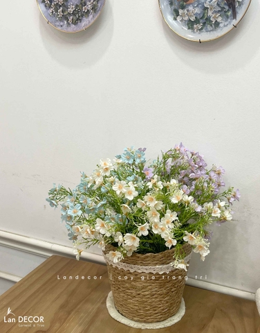 Giỏ Hoa Giả - Giỏ Hoa Nhí Trang Trí Không Gian Xinh (40cm)- CC1425