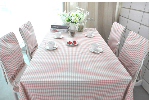 TB350 - Khăn trải bàn kẻ caro hồng nhạt