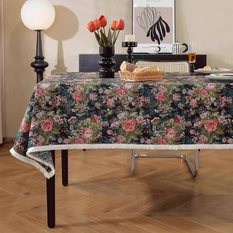 Khăn Trải Bàn Họa Tiết Hoa Phong Cách Cổ Điển Sang Trọng - TB608