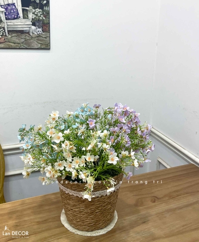 Giỏ Hoa Giả - Giỏ Hoa Nhí Trang Trí Không Gian Xinh (40cm)- CC1425