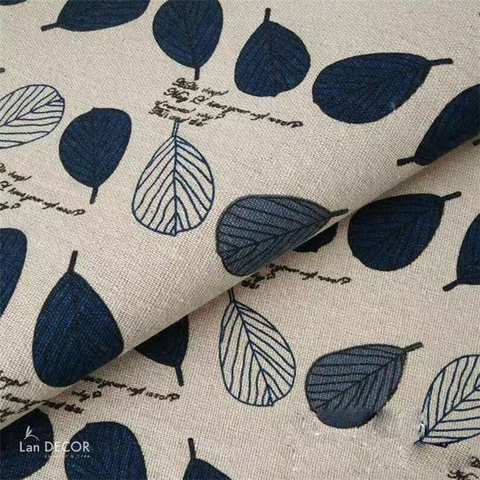 Khăn trải bàn Landecor họa tiết lá xanh dương trang nhã - TB464
