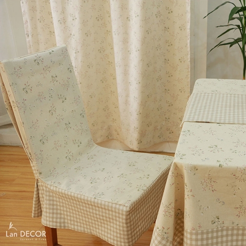Áo ghế hoa dây nhí xanh - AG268