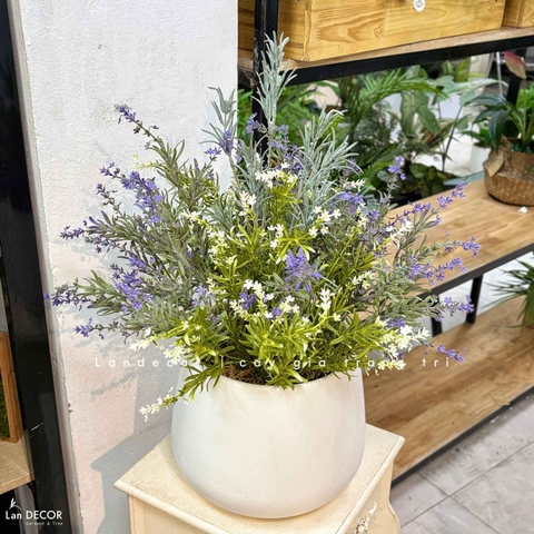 Hoa Oải Hương Giả Trang Trí- Chậu Hoa Oải Hương Giả Decor Quán Cafe (50cm)- CC1469