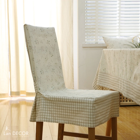 Áo ghế hoa dây nhí xanh - AG268
