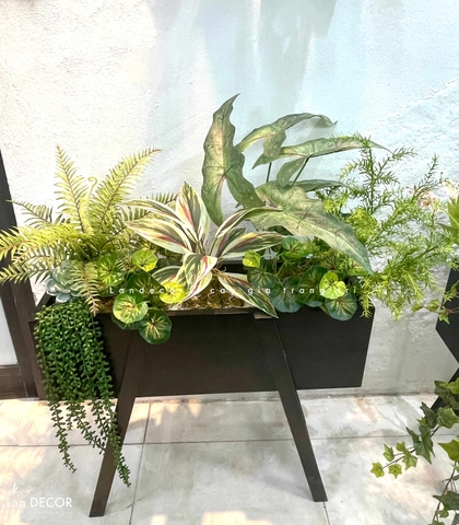 Kệ Cây Giả Trang Trí- Kệ Cây Giả Decor Cửa Hiệu Xanh, Trang Trí Không Gian Hiện Đại (100X50X110cm) - BC274