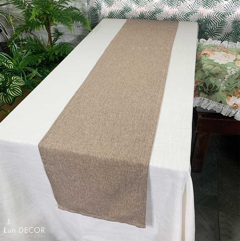 Khăn trải bàn ăn runner vải trơn - TBR555- màu be đậm