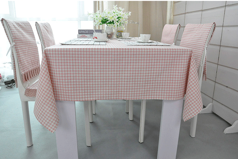 TB350 - Khăn trải bàn kẻ caro hồng nhạt