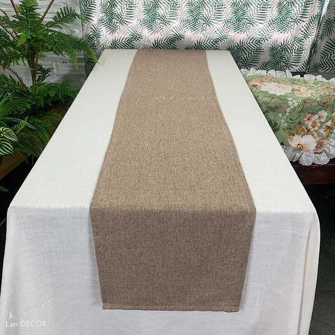 Khăn trải bàn ăn runner vải trơn - TBR555- màu be đậm