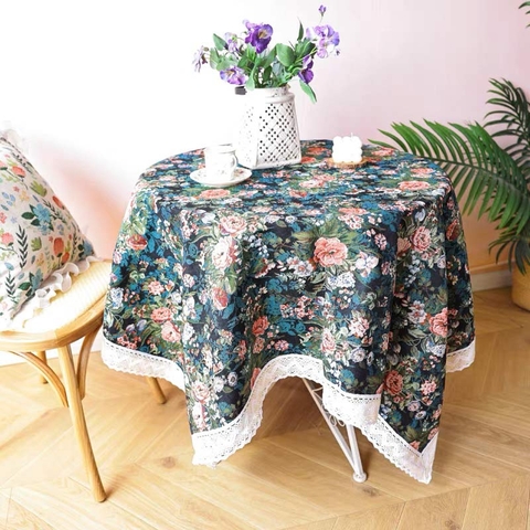 Khăn Trải Bàn Trà Họa Tiết Hoa Nổi Bật, Decor Không Gian Có Điểm Nhấn - TB608