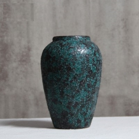Bình gốm màu xanh, họa tiết nhám độc đáo cao 27cm - BG218