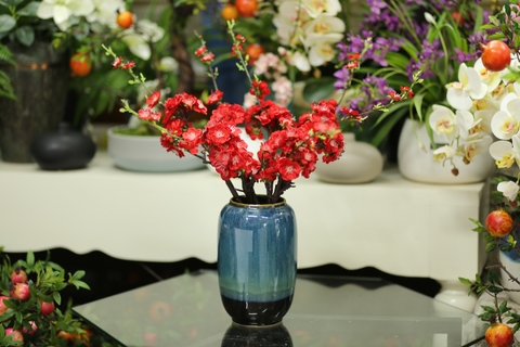 Bình gốm màu xanh  cao 22cm - BG238