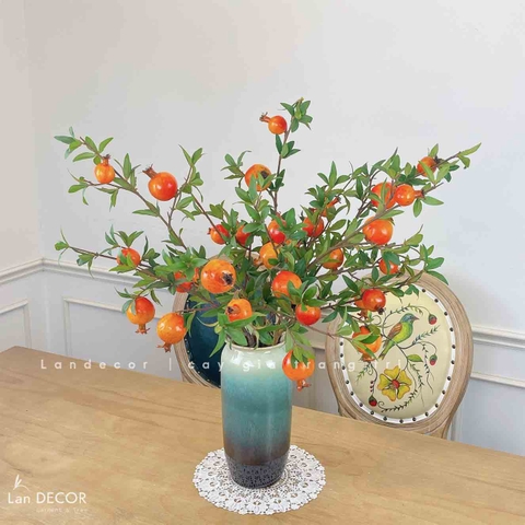 Lựu Giả - Cành Lựu Giả Không Hoa Trang Trí Nhà Đẹp (6 quả, 90cm) - HC940