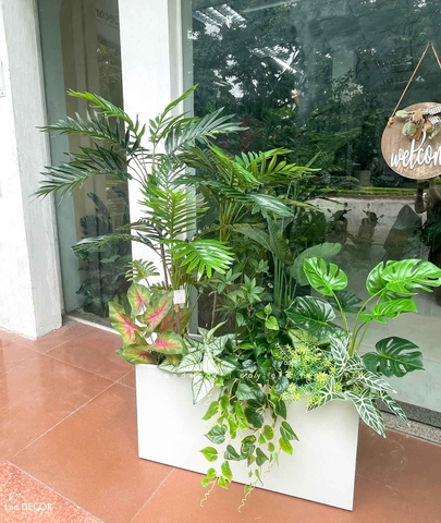Tiểu Cảnh Cây Giả- Tiểu Cảnh Cây Dừa Giả Decor Không Gian Hiện Đại (110X55X150cm)- BC198