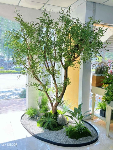 Tiểu Cảnh Cây Giả- Thiết Kế Tiểu Cảnh Cây OLive Giả Trang Trí Không Gian Rộng Ấn Tượng (280X145X285CM) - RC119