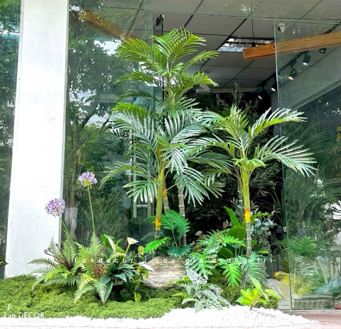 Thi Công Tiểu Cảnh Cây Giả - Bồn Rêu Cây Dừa Giả Thiết Kế Tiểu Cảnh Quán Cafe