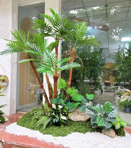 Tiểu Cảnh Cây Giả- Thiết Kế Tiểu Cảnh Cây Dừa Giả, Kiến Tạo Không Gian Sống Xanh (160X140X190cm)- RC136