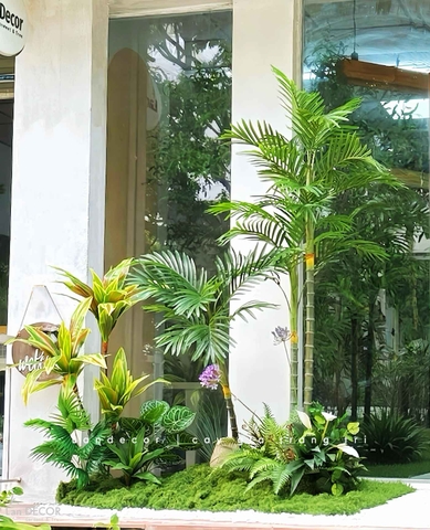 Thi Công Tiểu Cảnh Cây Giả - Bồn Rêu Cây Dừa Giả Thiết Kế Tiểu Cảnh Quán Cafe