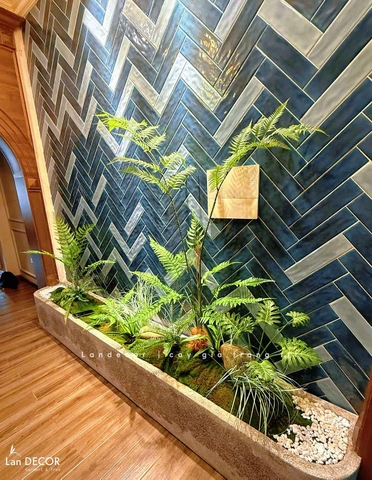 Tiểu Cảnh Dương Xỉ- Thi Công Tiểu Cảnh Dương Xỉ Culi Giả Decor Căn Hộ Khách Thanh Trì(280x35x175cm)- RC102