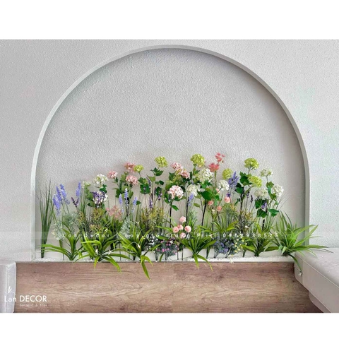 Bồn hoa tú cầu trang trí mảng tường độc đáo (1m2x20cmx55cm)- CC923