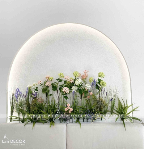 Bồn hoa tú cầu trang trí mảng tường độc đáo (1m2x20cmx55cm)- CC923